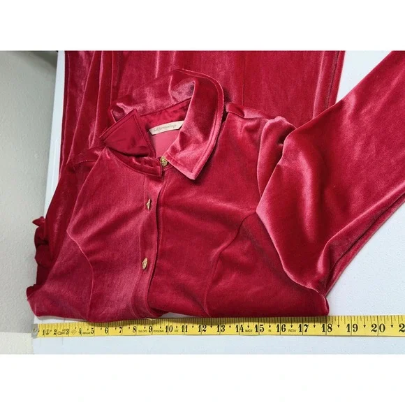 Soft Surroundings Top Womens Small Red Velvet Tunic Long Sleeve Holiday Stretch - Picture 8 of 9